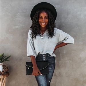 WELCH RELAXED KNIT TOP - HEATHER GREY